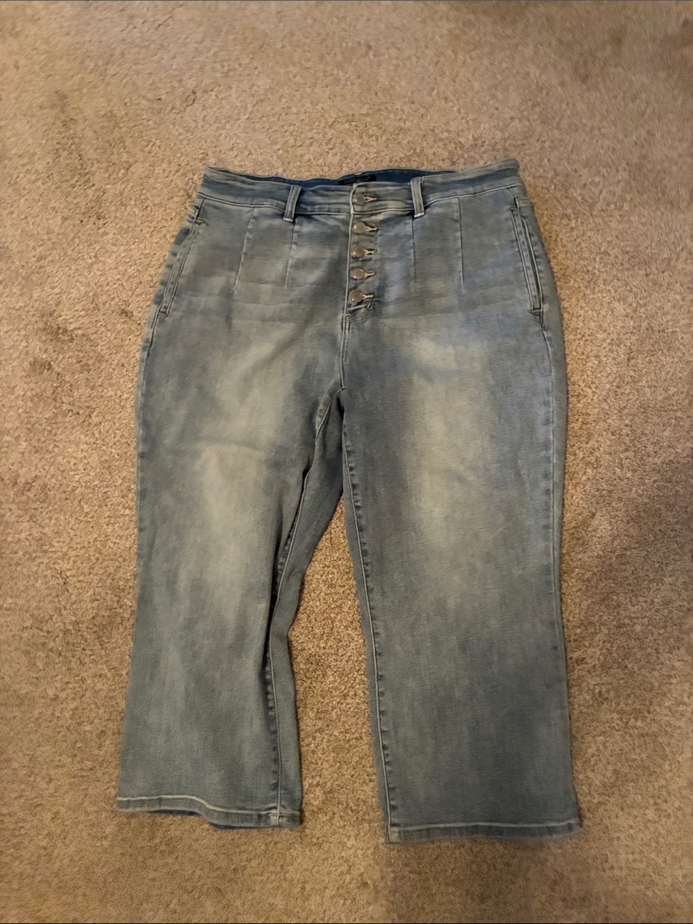 Judy Blue Light Blue High-Rise Cropped Button-Fly Jeans